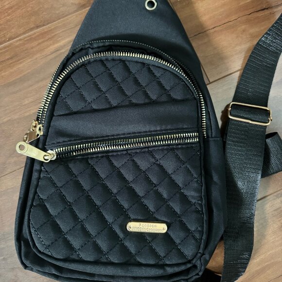 Black Nylon Quilted Sling Style Bag with Gold accents - Picture 5 of 5